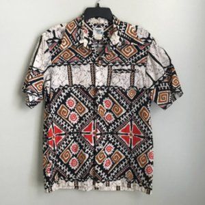 Vtg Pacific Isle Hawaiian Men's Bark Cloth Button Down Shirt